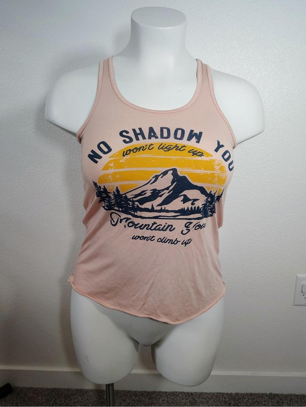 Women Sleveless Christian Jesus No Shadow You Wont Light Up Pink Graphic Tee M